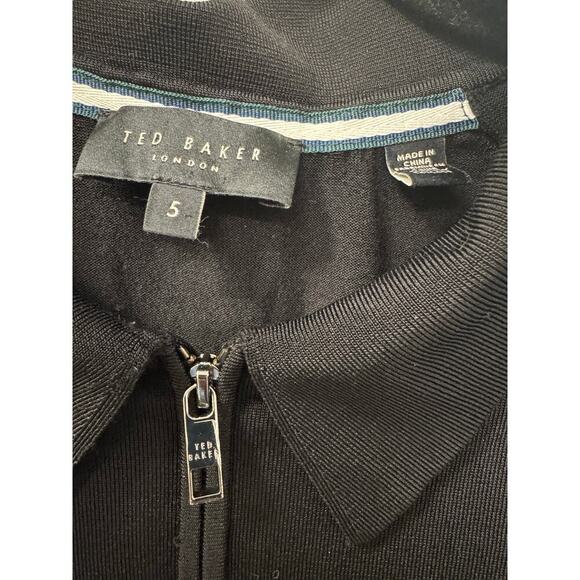 Ted Baker London Men's Size 5/Large Knit Long Sleeve Black 1/4 Zip Polo Top - Picture 3 of 5